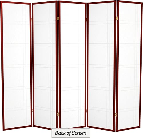 Miniatura 25 de Red Lantern Pantalla Shoji de doble cruz de 6 pies de alto, color blanco, 5 paneles Blanco,Negro