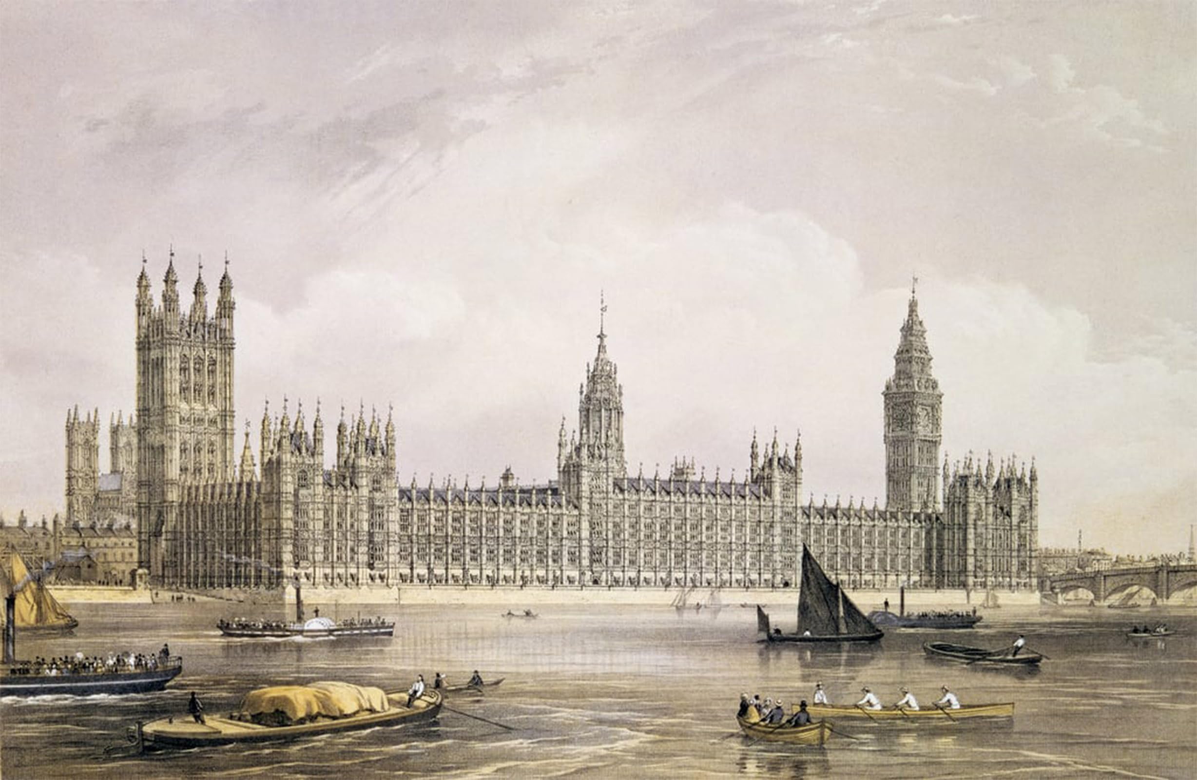 ARTXLXXBN Famous Art Print Poster Vintage Wall Art the New Houses of Parliament by Edmund Walker Canvas Art Poster for Home Decor 60x90cm