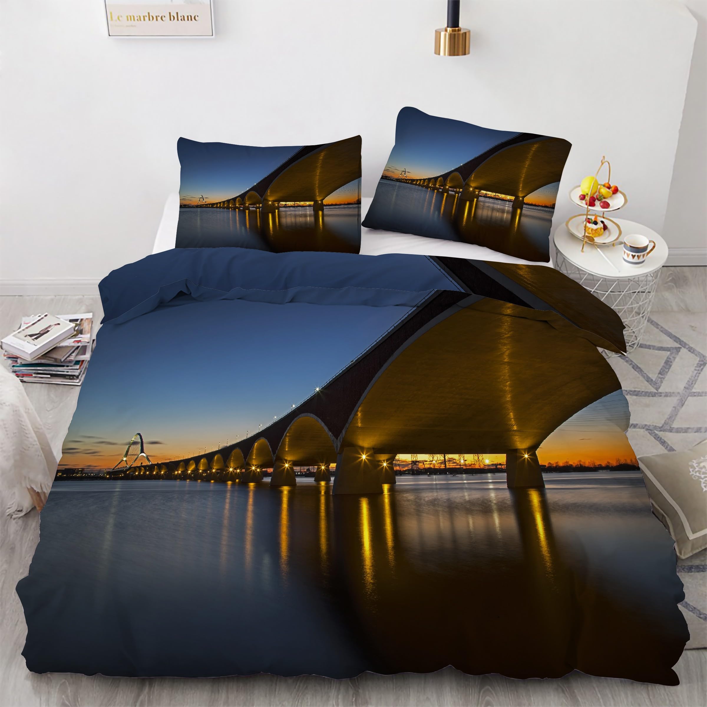 Housse de couette 160x200 oiseau avec parure de lit mésange 3 pièces zip