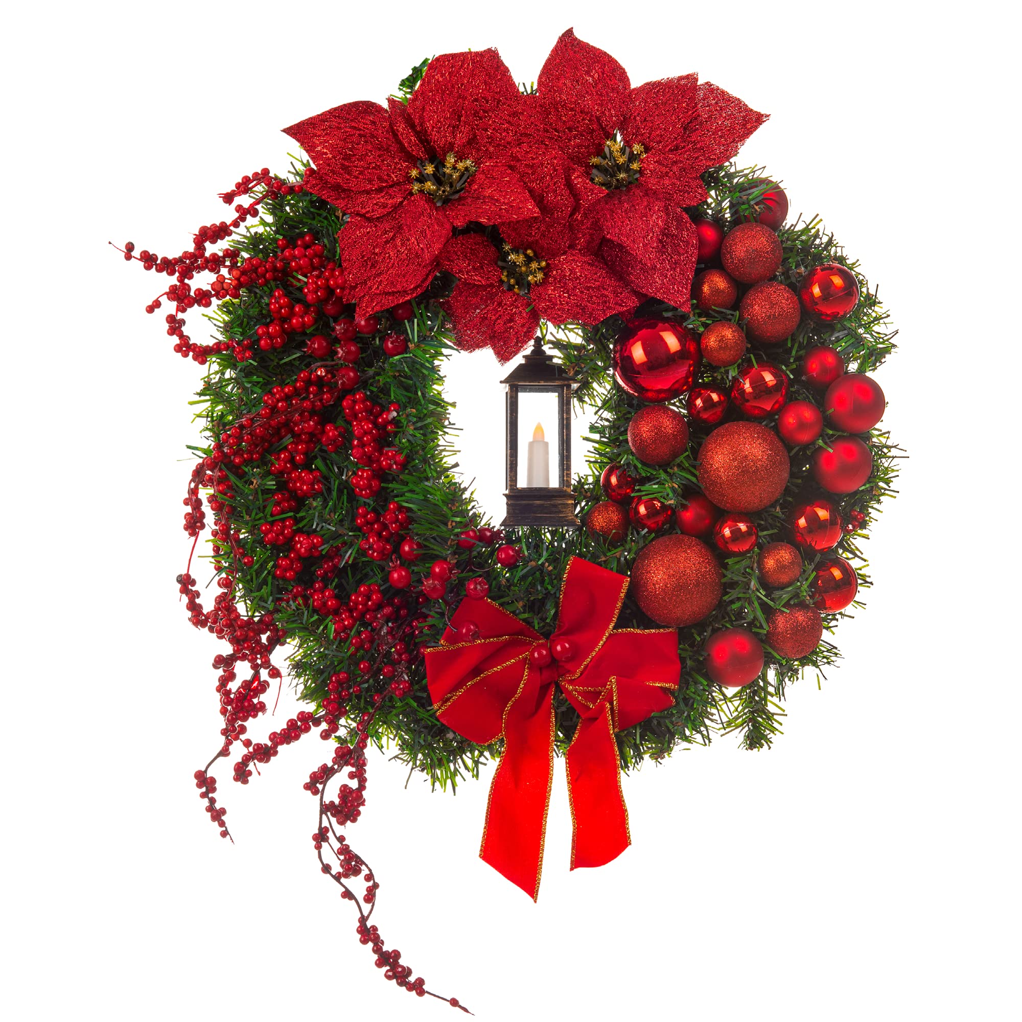 Christmas wreath with lantern in middle Clearance