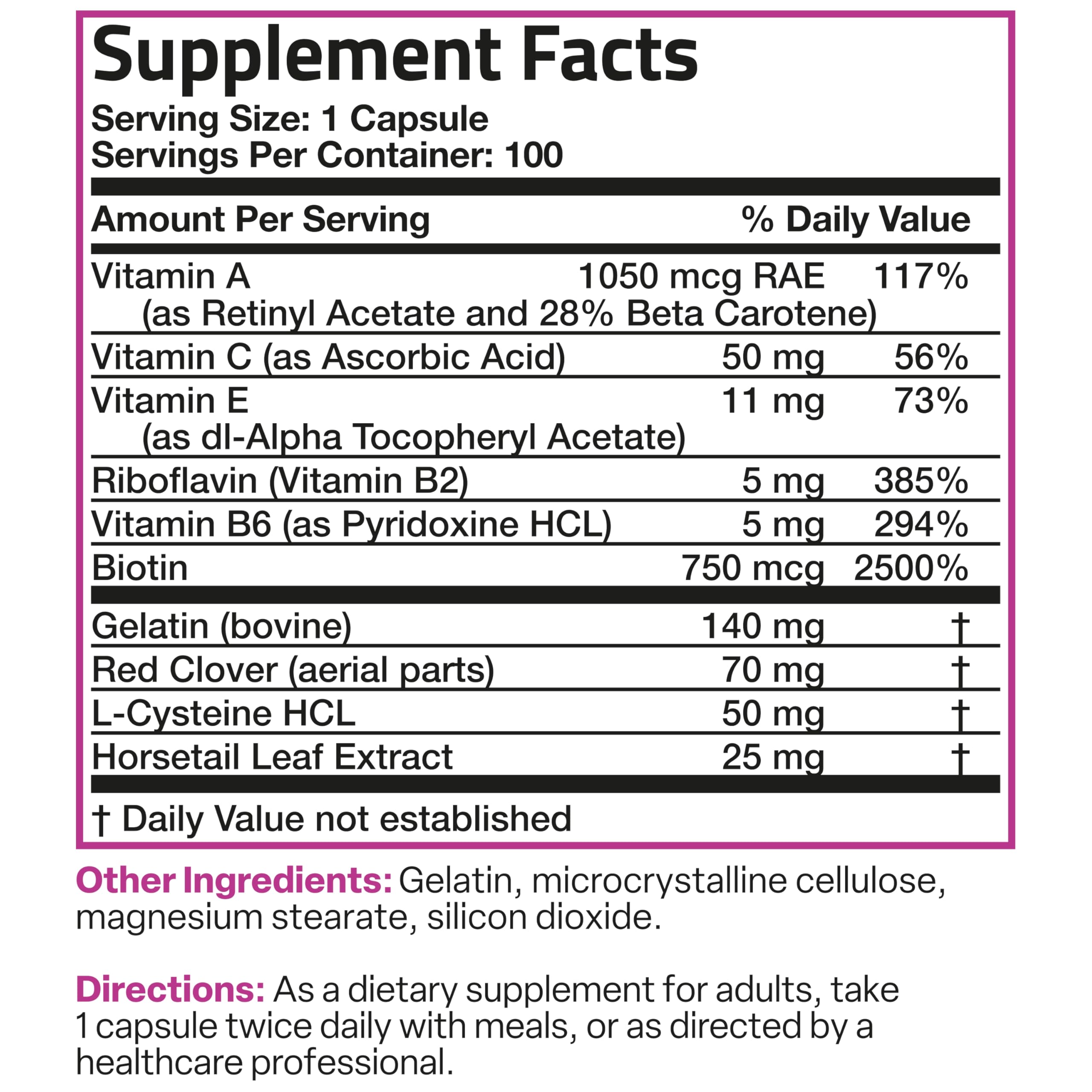 Bronson Hair, Skin & Nails with Biotin Extra Strength Vitamin Supplement for Women, 100 Capsules — Amazon image 8
