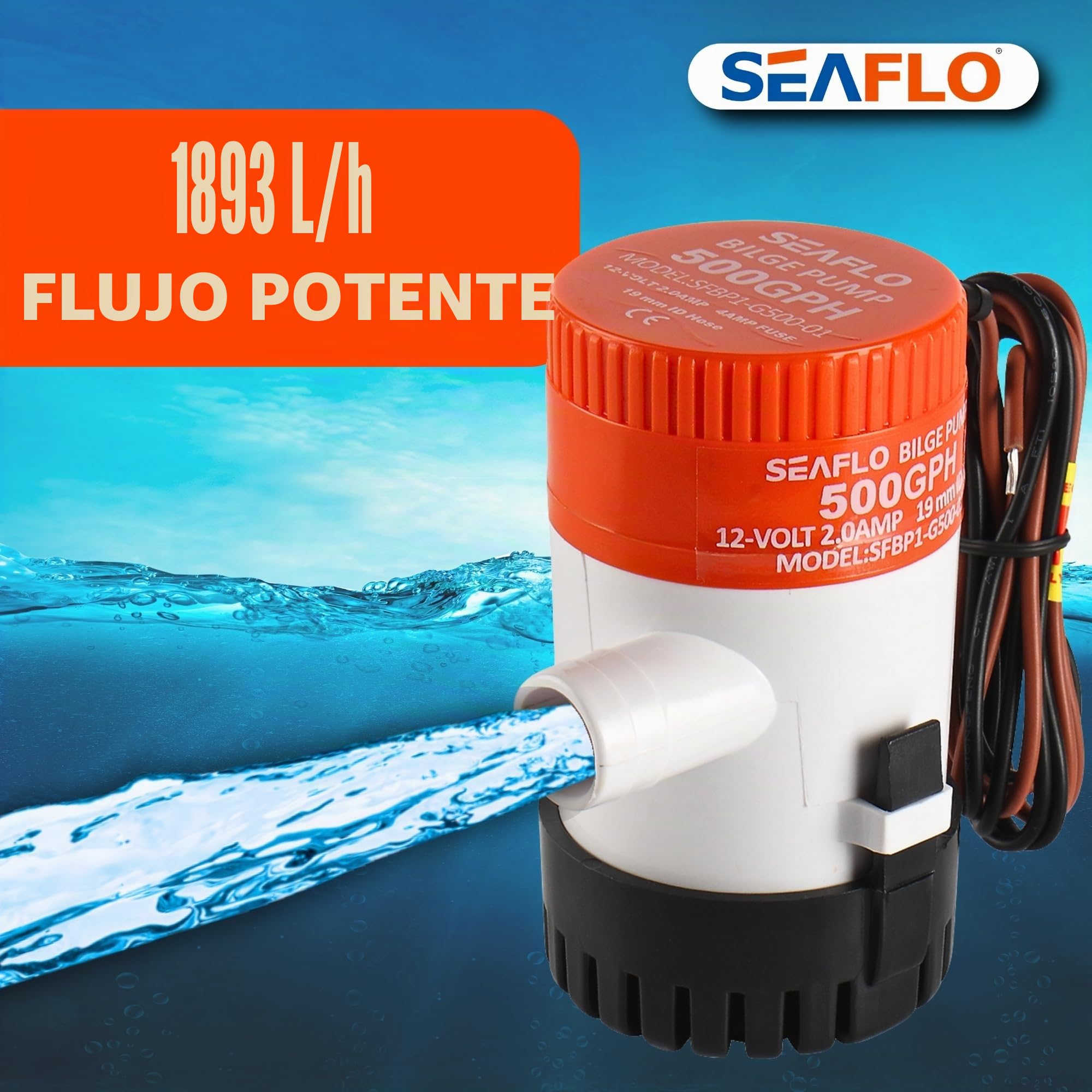 Seaflo Bomba de sentina de 12 V 500 GPH Seaflo