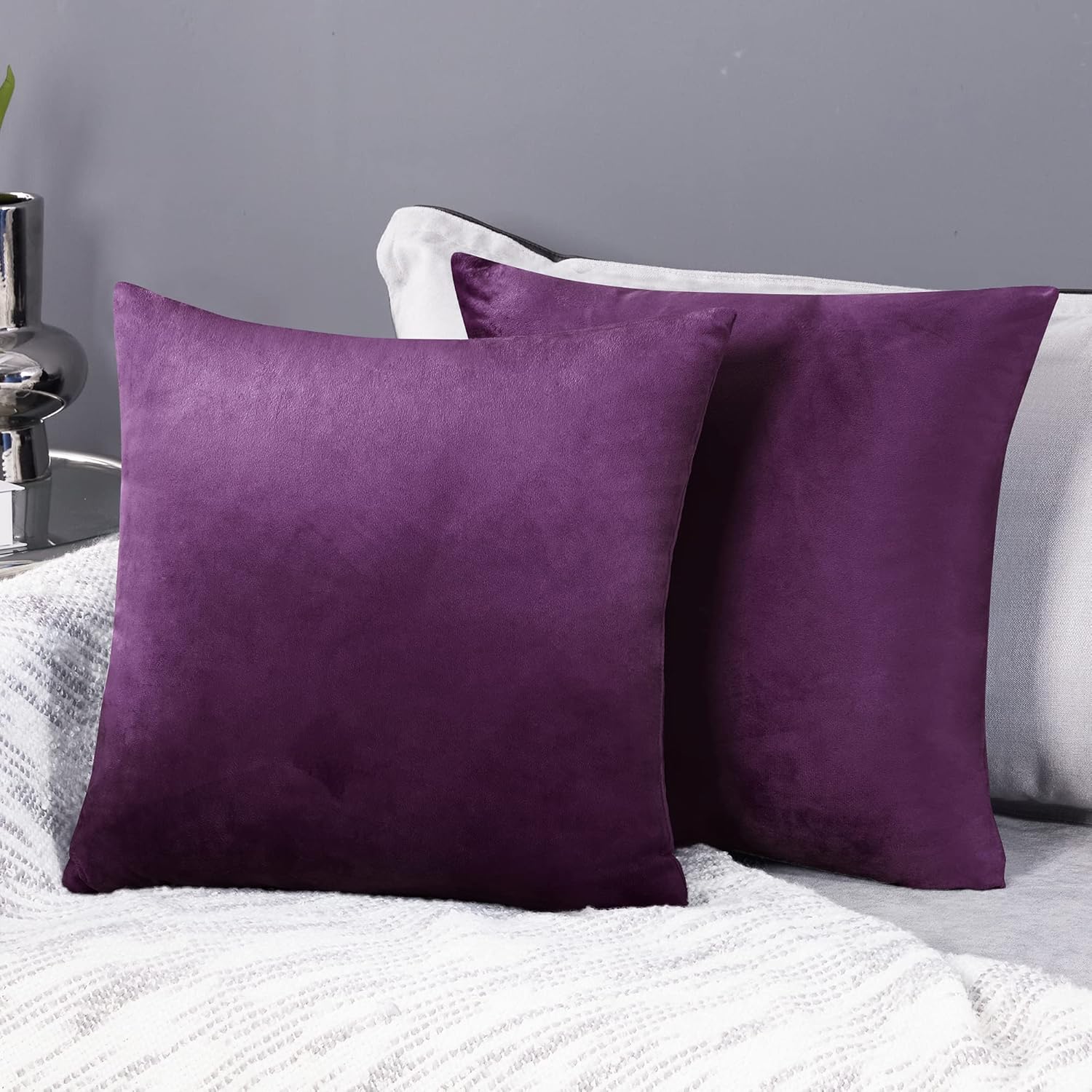 Deconovo Set of 2 Home Decoration Crushed Velvet Cushion Covers 45cm x