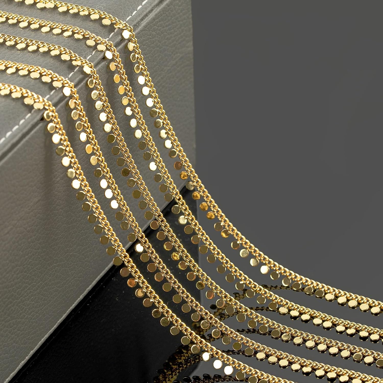 YOUBEIYEE 9.8 Feet 18K Gold Plated Brass Jewelry Chains Bulk