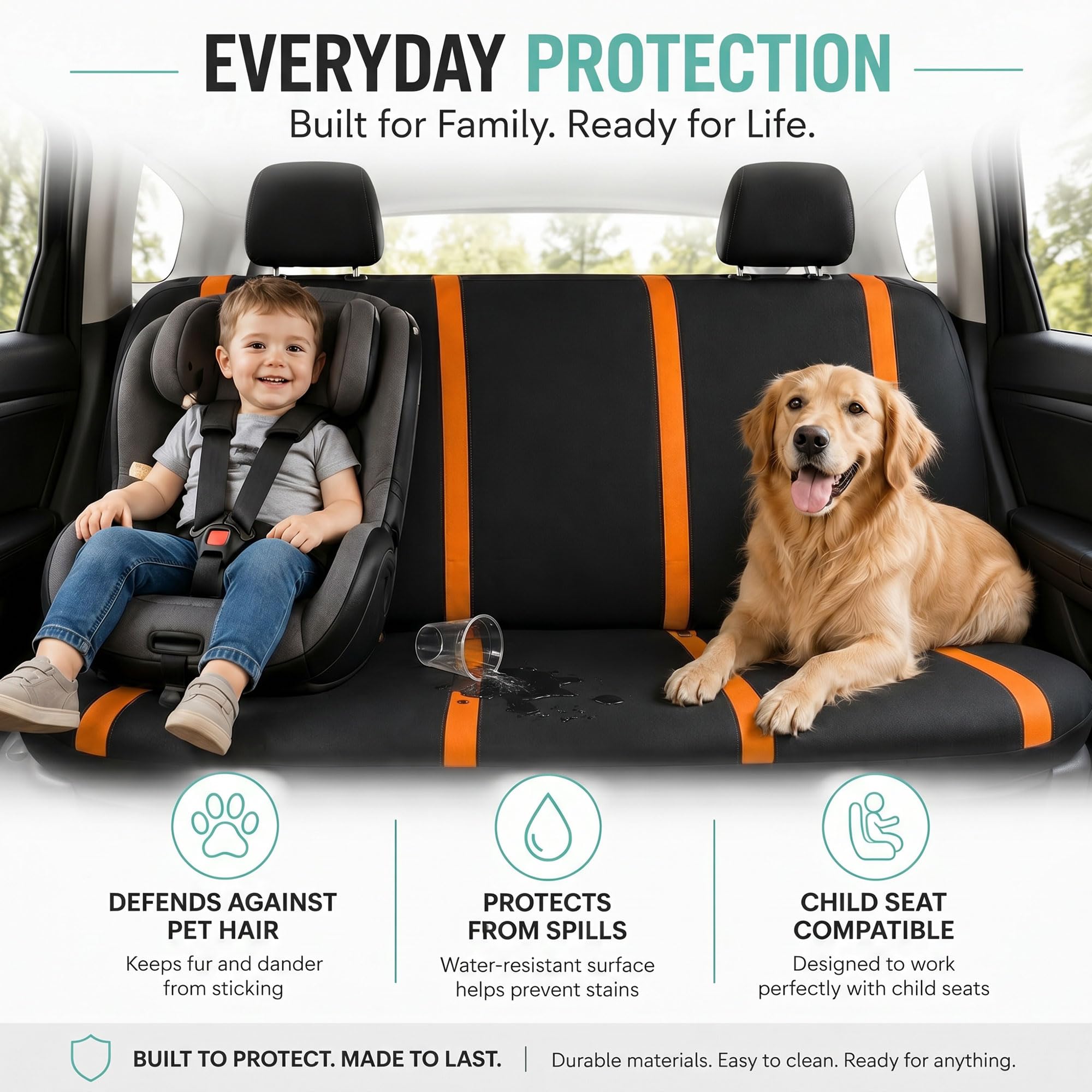 FH Group Juego de fundas para asientos traseros de coche, fundas de asiento de coche con reposacabezas extraíble, ajuste universal, fundas de asiento de automóvil, fundas de asiento lavables para SUV,
