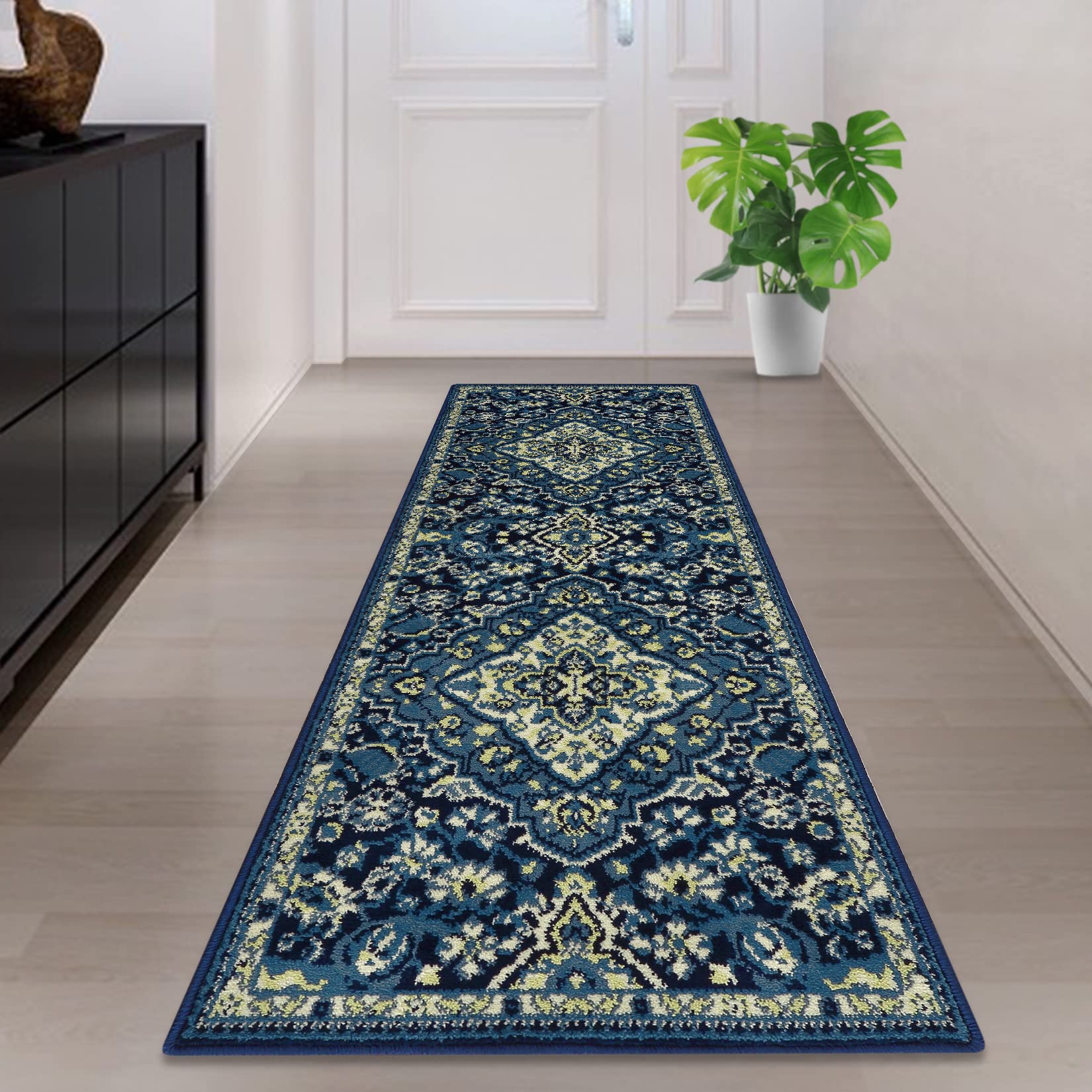 GARVEE 2x6 Long Hallway Runner Rug Non-Shedding Non-Slip Persian Area Rug Oriental Traditional Area Rug Indoor Area Rug for Living Room Bedroom Entryway, Blue
