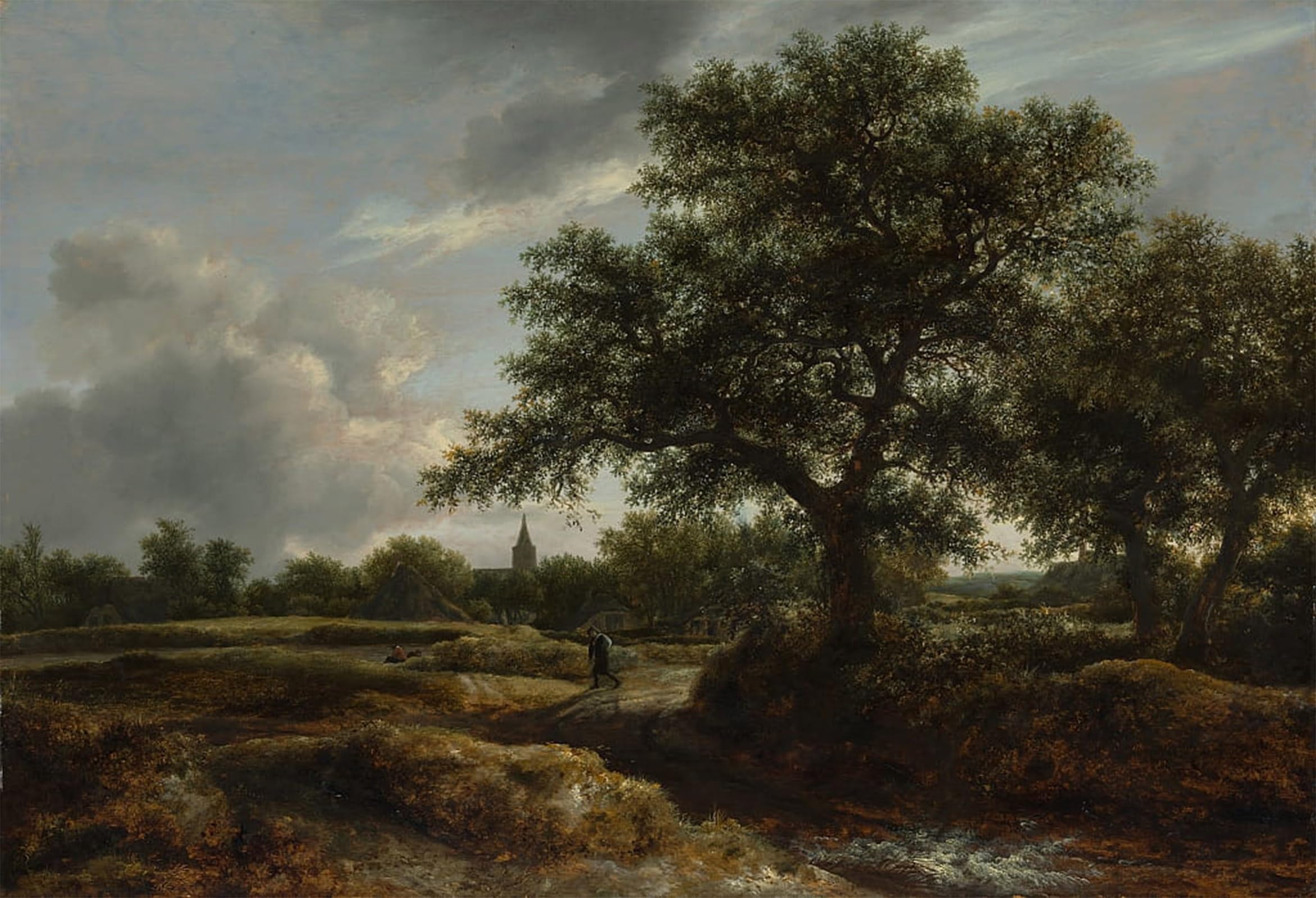 SERENDIPITP Retro Picture Poster Wall Art Pictures Painting Landscape with a Village in the Distance by Jacob Van Ruisdael Wall Art Canvas Print for Wall Decor 60x90cm