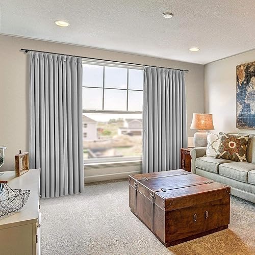 Miniatura 8 de Archu Sheets Cortinas plisadas con gancho para colgar, cortinas extra largas para sala de estar, patio, cortinas extralargas (café, sólido, 52