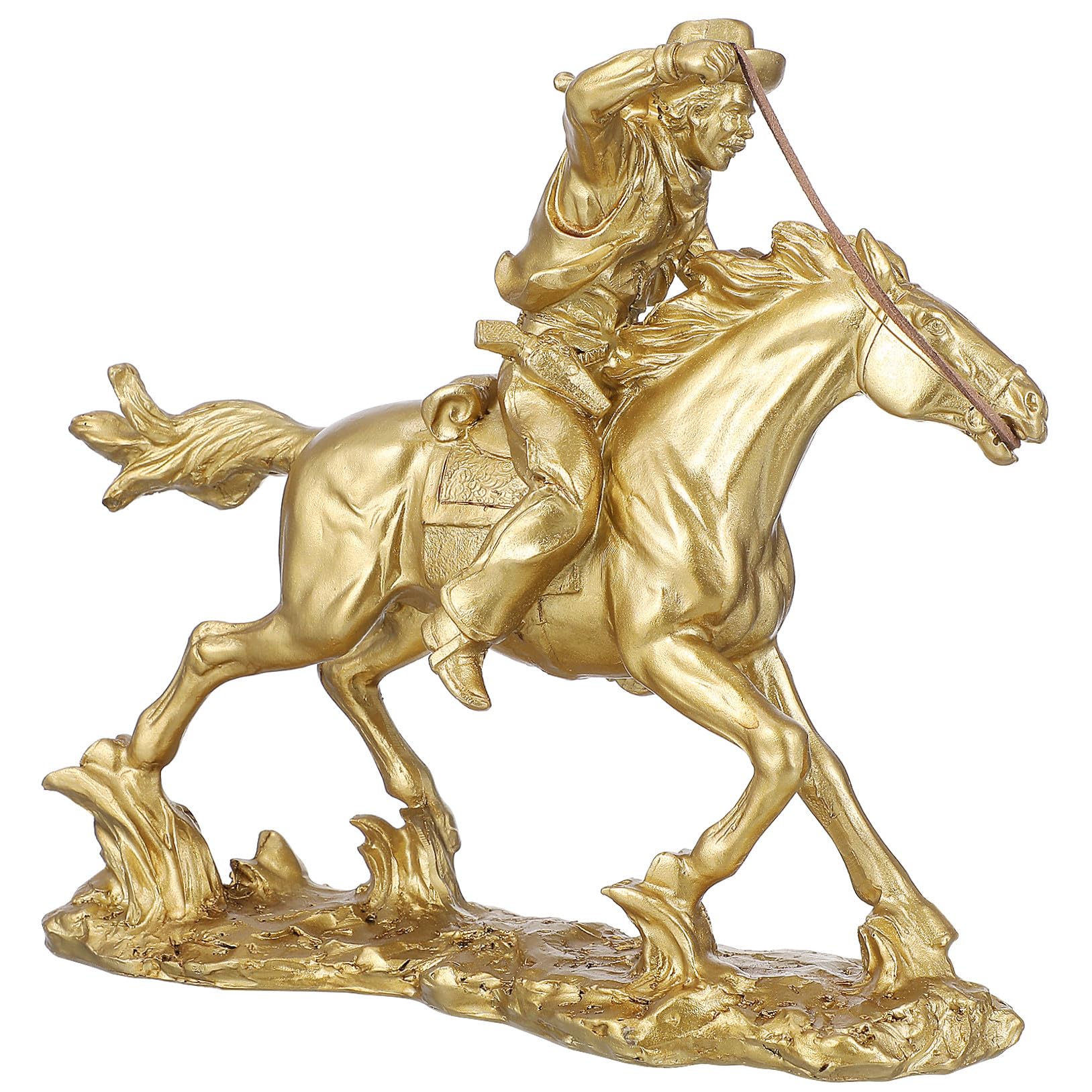 Décoration intérieure cheval doré en résine OSALADI, statue artistique de salon 25 cm