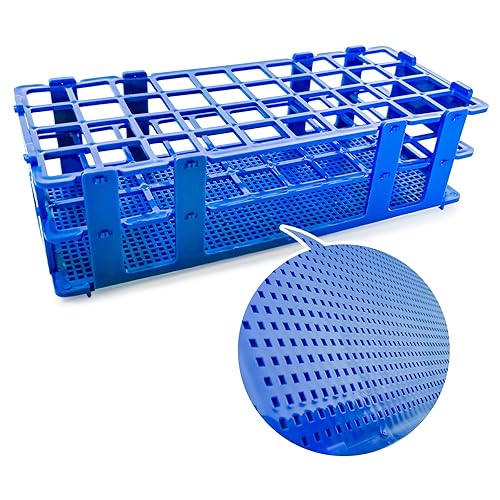 Miniatura 4 de Paquete de 3 estantes de plástico para tubos de ensayo, 40 agujeros, soporte para tubos de ensayo de laboratorio de 0.78 pulgadas, azul, desmontable