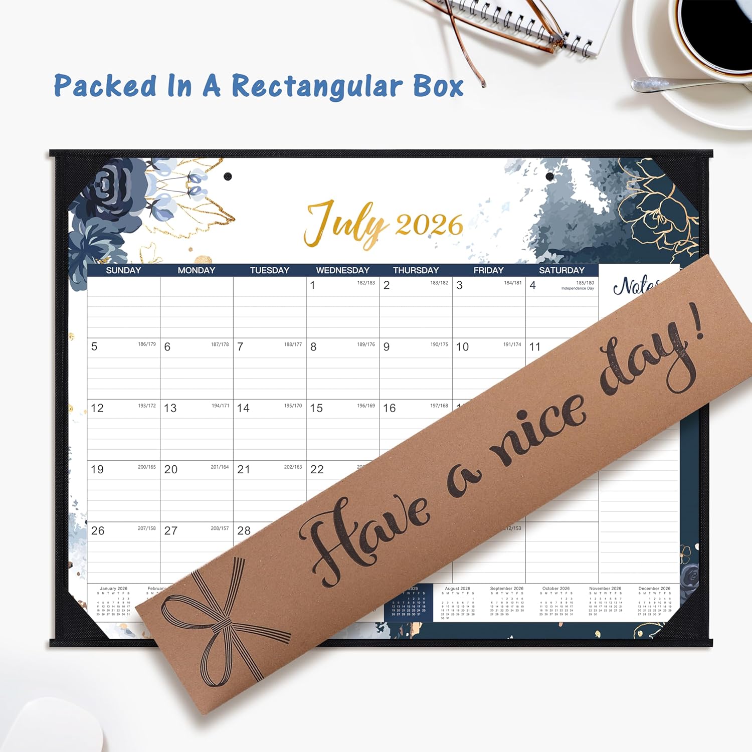 Large Desk Calendar 2026-2027, July 2026 - December 2027, 18 Month Desk Calendar, 22" x 17", Corner Protectors, Schedule Planner for Home, Office