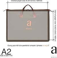 Vista 2 de ANYA Art portfolio bag, artist carrying case, storage bag for artwork, posters with zipper and handles, light weight art bag for professionals