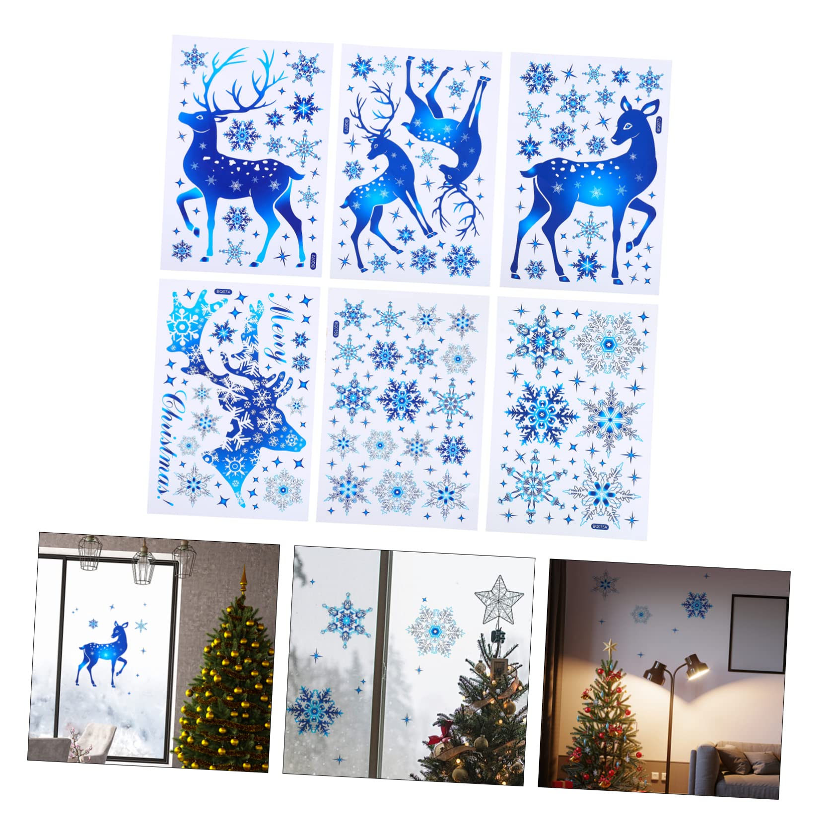 OUNONA 12hojas Pegatinas Navideñas De Ventana Adornos De Translúcidos Para Decoración De Navidad Hogar y Fiesta Arte