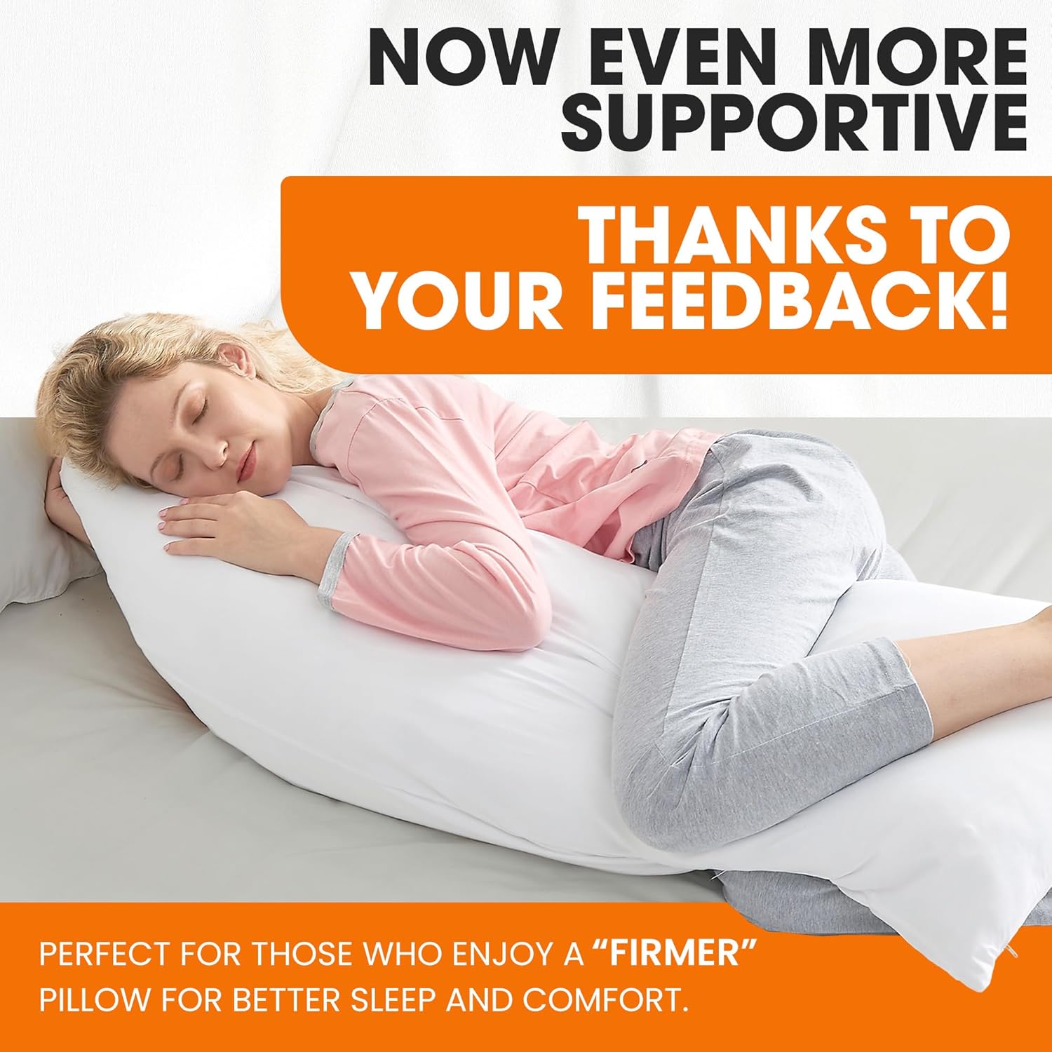 Cheer Collection Long Body Pillow - Down Alternative 20x54 Full Body Pillow with Zippered Cover - Body Pillow for Side Sleeping