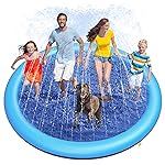 Peteast Large Dog Splash Pad - Anti-Slip Pool with Thickened Sprinkler - Blue, 86in