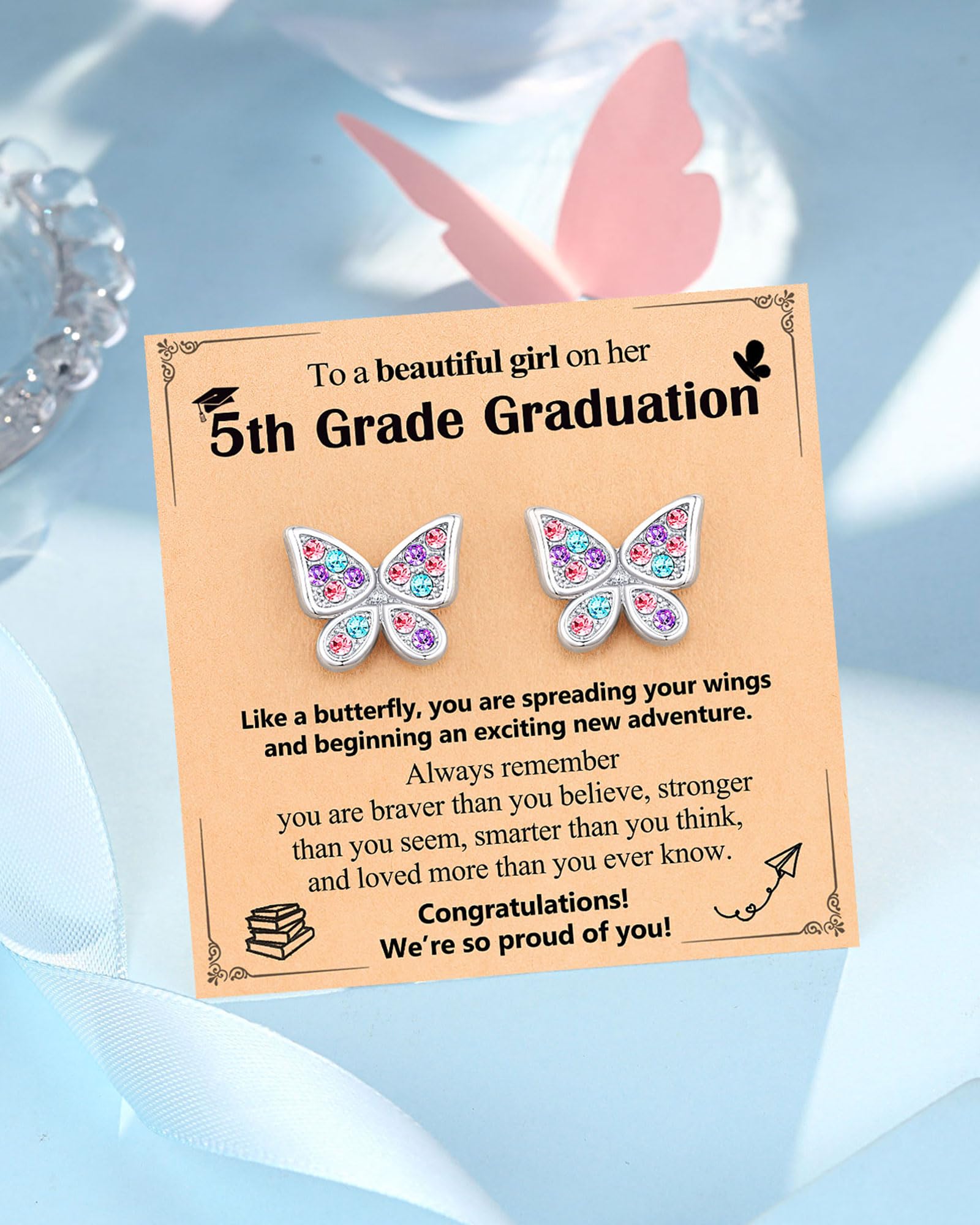 UPROMI Hypoallergenic Butterfly Earrings for Daughter/Granddaughter/Niece, Valentines Christmas Birthday Gifts for Girls