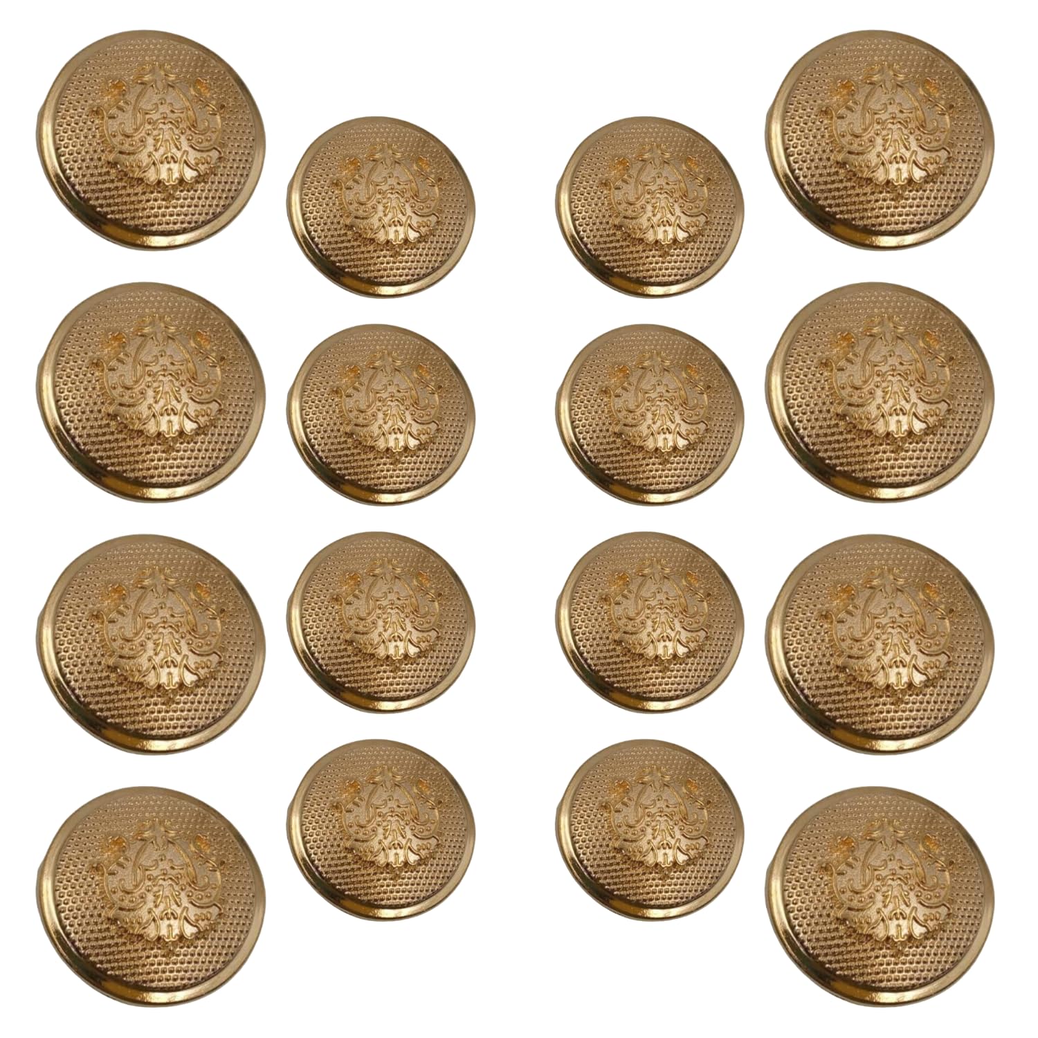 Ani Accessories Royal Design Shank Button for Coat Blazer Suit, Sherwani and Indian Dresses Sports Coat Size (Pack of 16, 8 Big and 8 Small Buttons) (Olden)-image-23