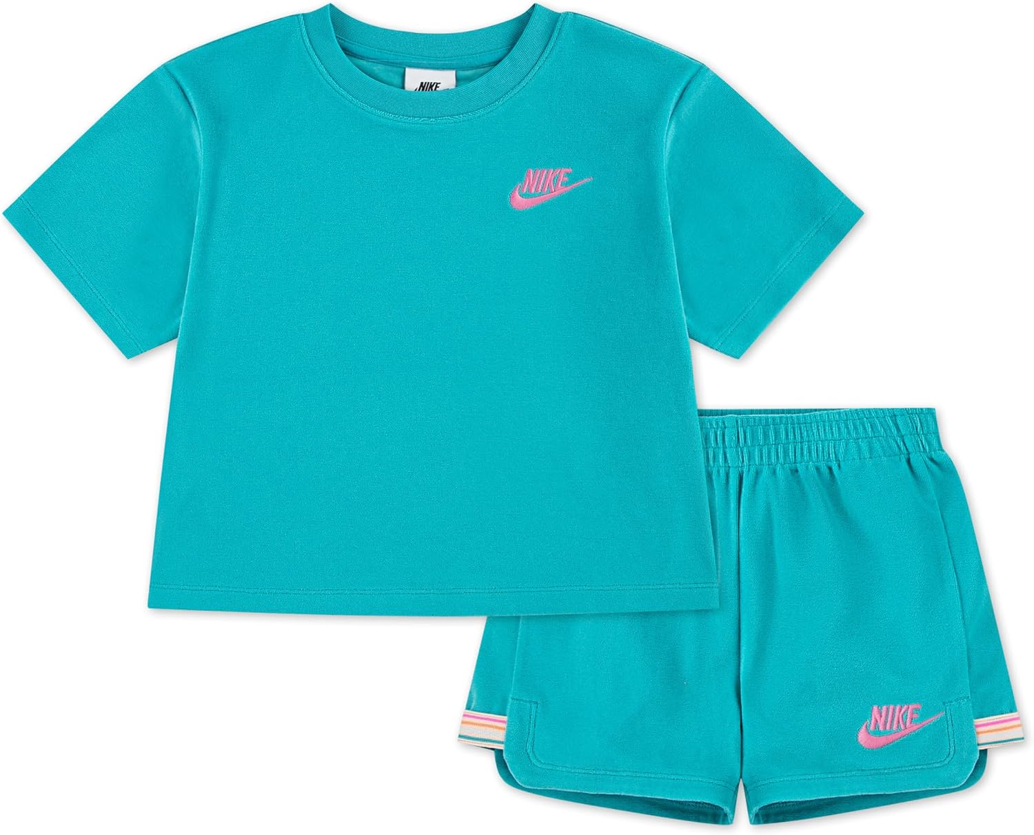 Nike Girls' Towel Terry T-shirt and Shorts 2-piece Outfit Set