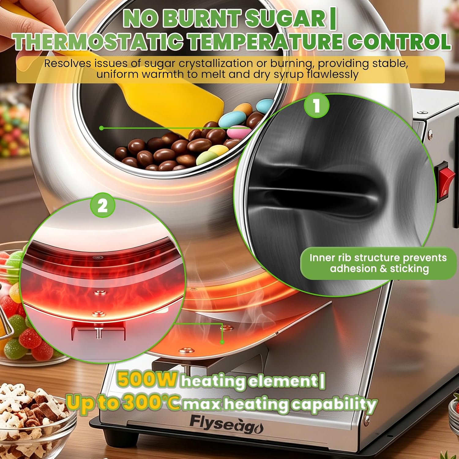 Chocolate Sugar Coating Machine 11lbs/h 10-90RPM Variable Speed