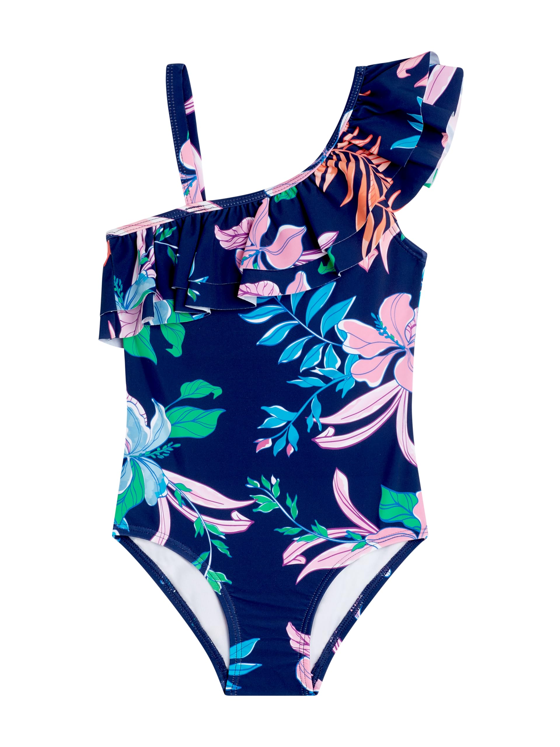 Kanu Surf Girls Morgan Floral Ruffle 1-Shoulder 1-Piece Swimsuit