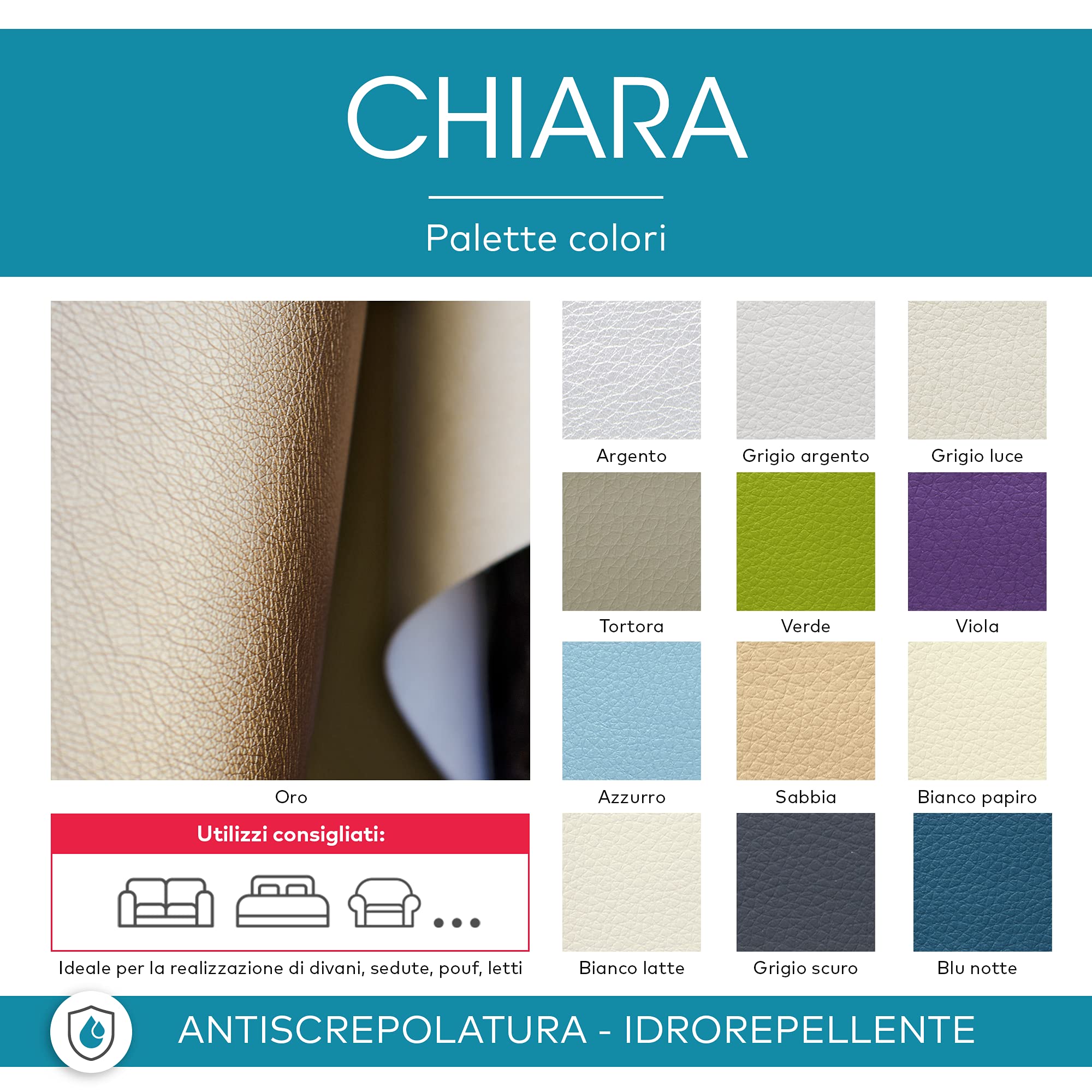 DESHOME Chiara 5 Meter - Kunstleder meterware Wasserabweisend Anti-Cracking - Stoff Meterware für Sofakissen, Möbelstücke, Stühle Beziehen, Taschen Verkehrsgrau B