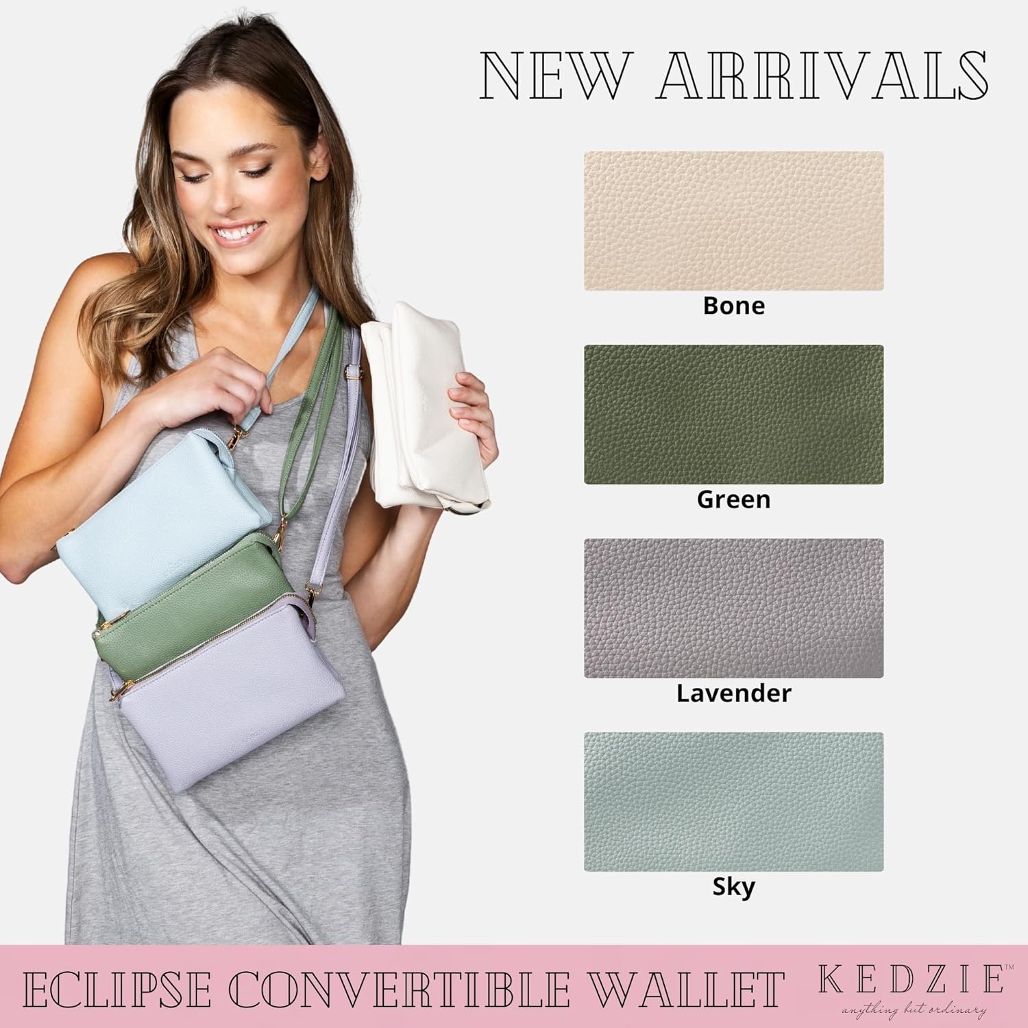 KEDZIE Eclipse Vegan Leather Convertible Purse Wallet Crossbody Bag for Women - Image 5