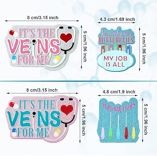 Miniatura 3 de Geyee Paquete de 4 carretes de insignias de flebotomía para enfermera, grandes, divertidos y divertidos, clips de insignia, regalos, lindo