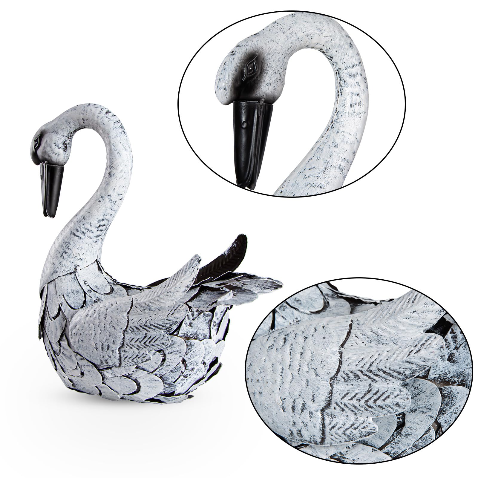 Estatua de jardín en forma de cisne blanco, en metal, decoración exterior para fuente de jardín, piscina, terraza