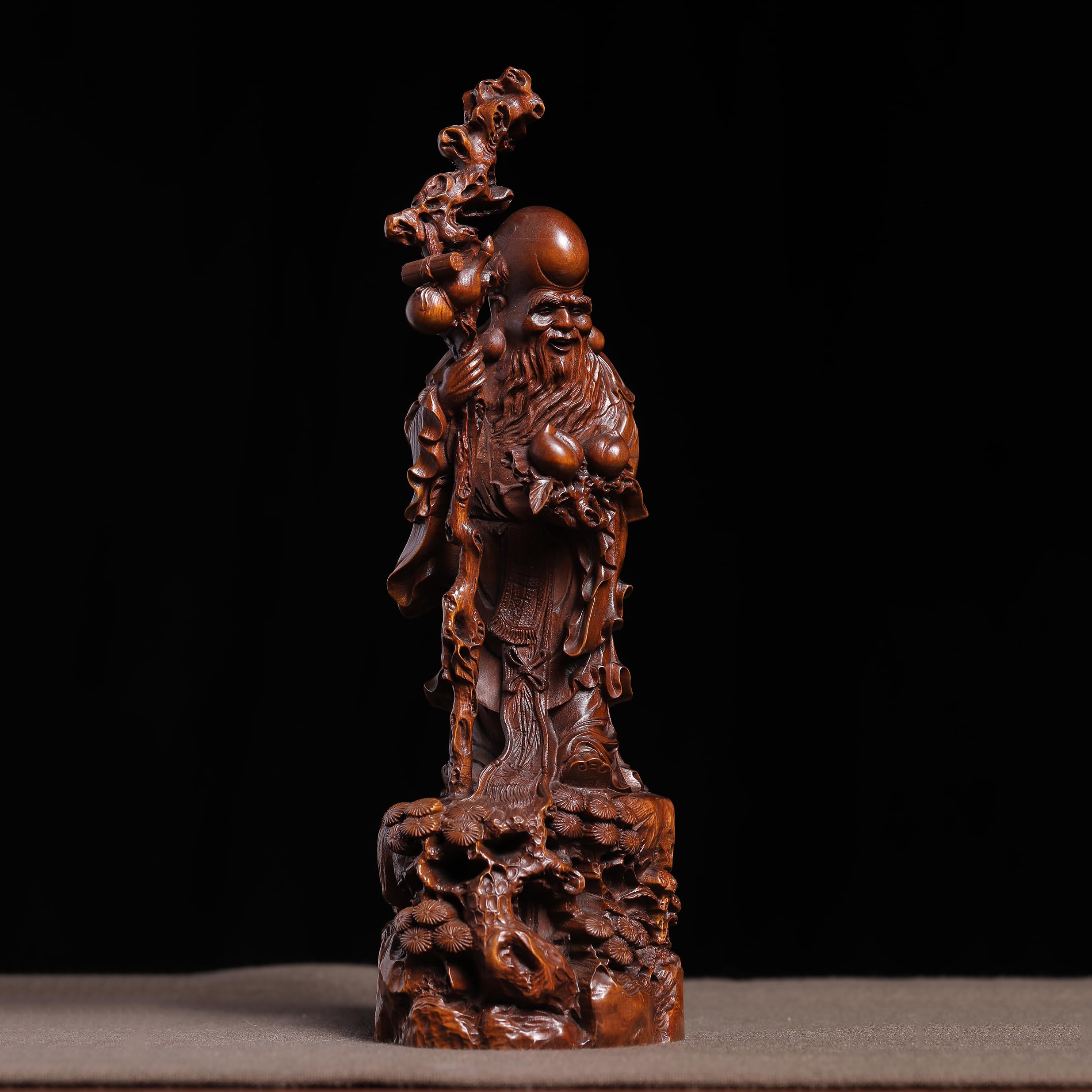 木製彫刻 二面の顔アンティーク古代物高さ36cm