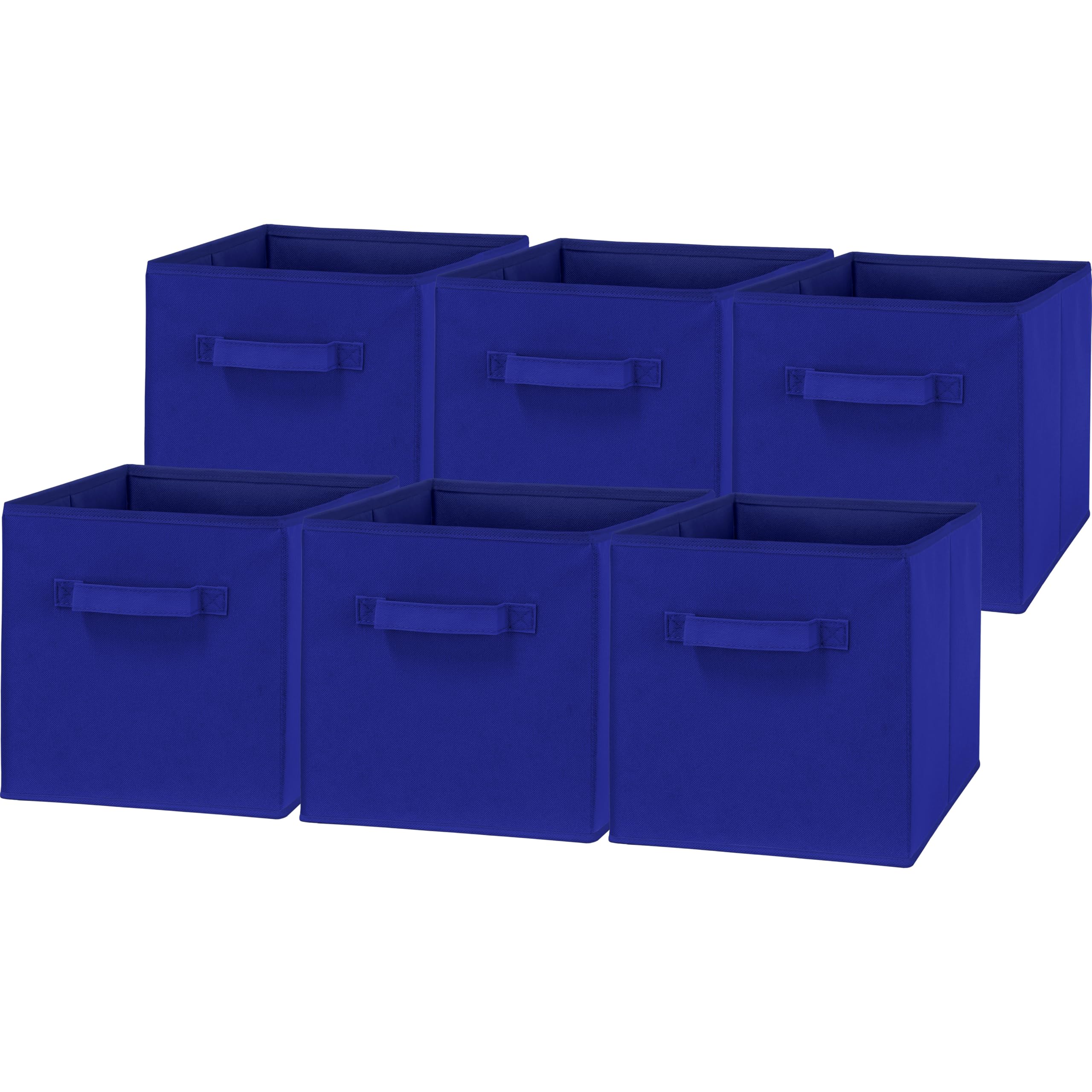 Simple Houseware Foldable Cube Storage Bins, 11-Inch Dark Blue, 6-Pack Fabric Cubes Organizer for Closet or Shelves