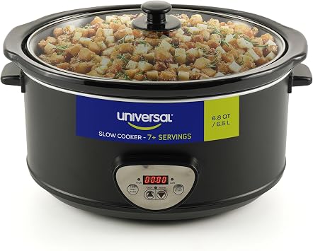 Universal (6.8 Quart) Programmable Slow Cooker – Digital Ceramic Slow Cooker with Removable Pot, Auto Keep Warm, Glass Lid & Cool-Touch Handles, Family Size Crock Pot