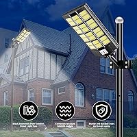 Vista 3 de loyoele Poste de luz de calle, poste solar al aire libre de la lámpara de calle con base