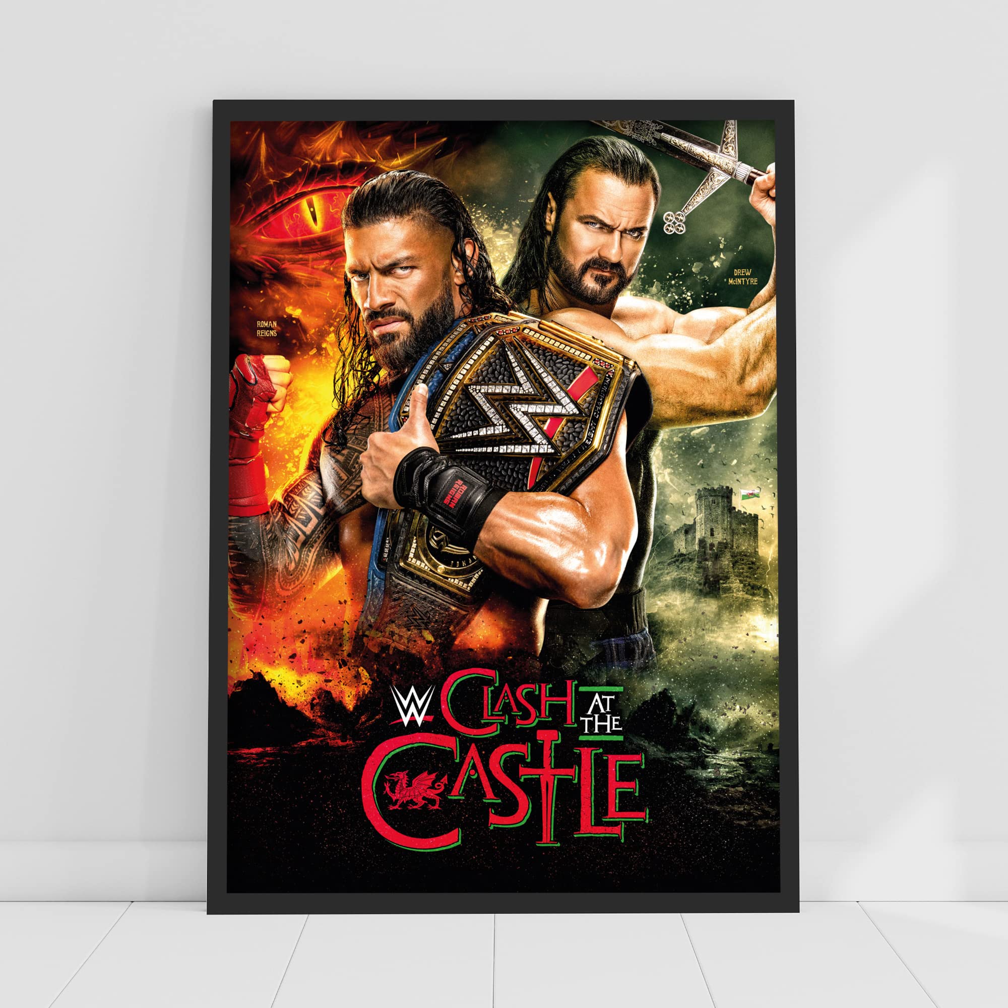 Themed WWE Print - Clash at the Castle Belt Poster Wrestling Wall Art (A4-21cm x 29.7cm)