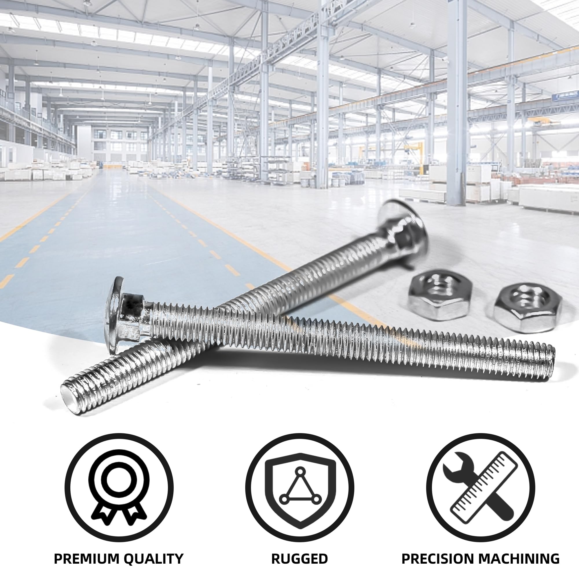 AZKEEGREY 40 Pack M8 Coach Bolts Stainless Steel Coach Bolts and Nuts, 90 mm Fully Thread Coach Bolts - Image 4
