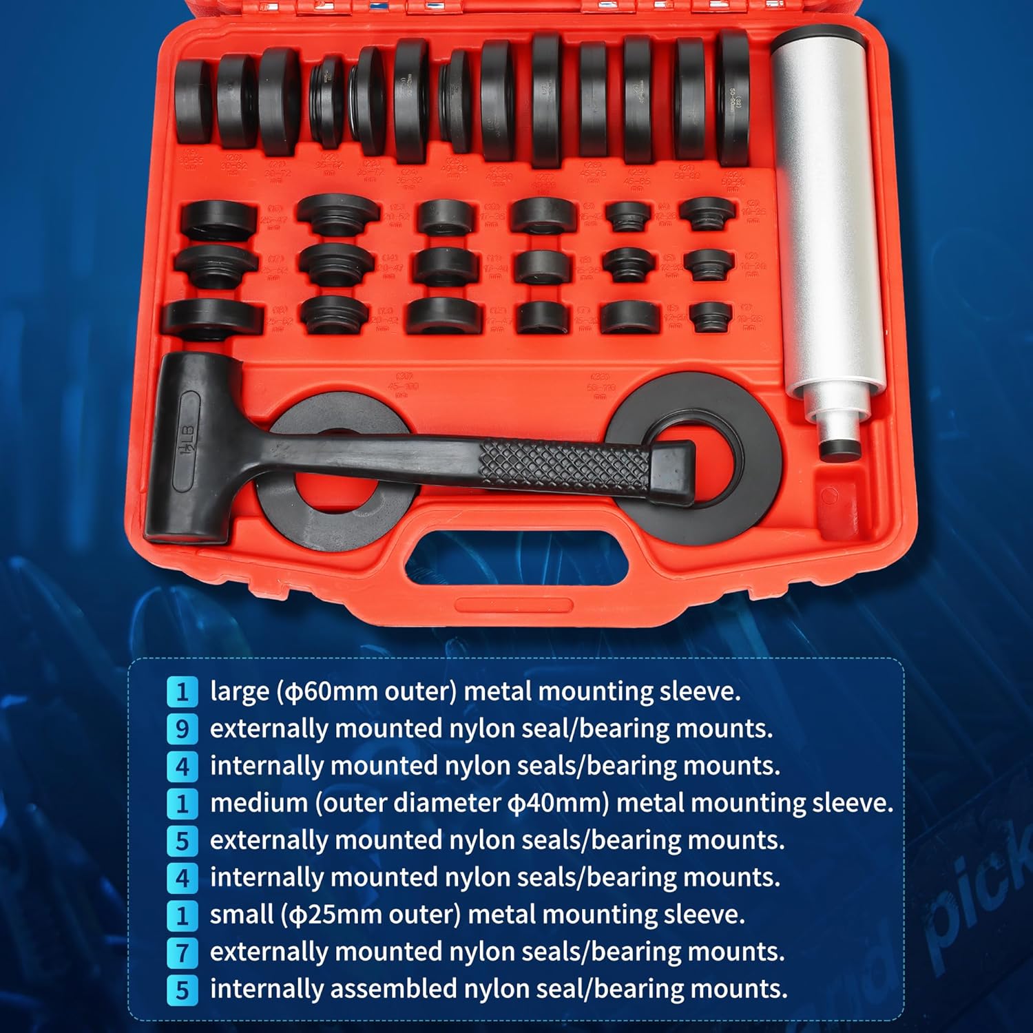 37 Pcs Sealed Bearing Mounting Kit, Bearing Installation Kit, Oil Seal Installation Tools