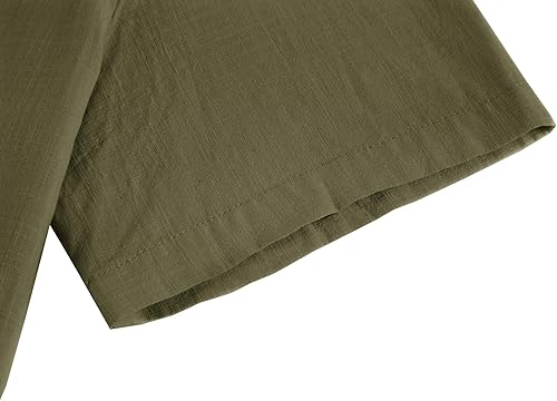 Miniatura 5 de Ryannology Mens Guayabera Shirts Linen Short Sleeve Button Down Casual Beach Cuban Camp Mexican Shirt for Men Khaki