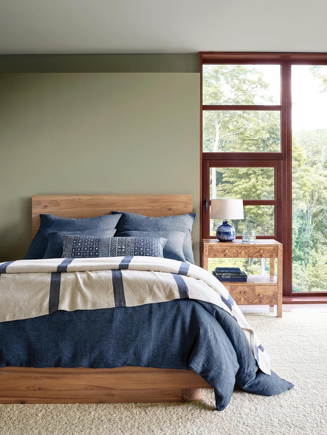Pine Cone Hill Magnolia Stripe Navy Blanket, King Size, Blue Stripe Pattern