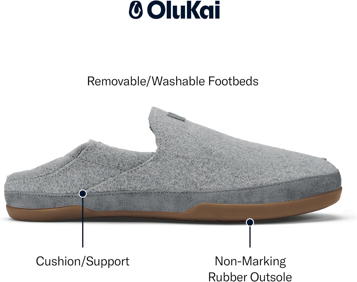 OLUKAI Kalawa Men’s Slip-On Shoes, Soft & Comfortable Wool Blend Slippers, Warm & Breathable Fleece Lining, All-Day Comfort & Wear - Image 2