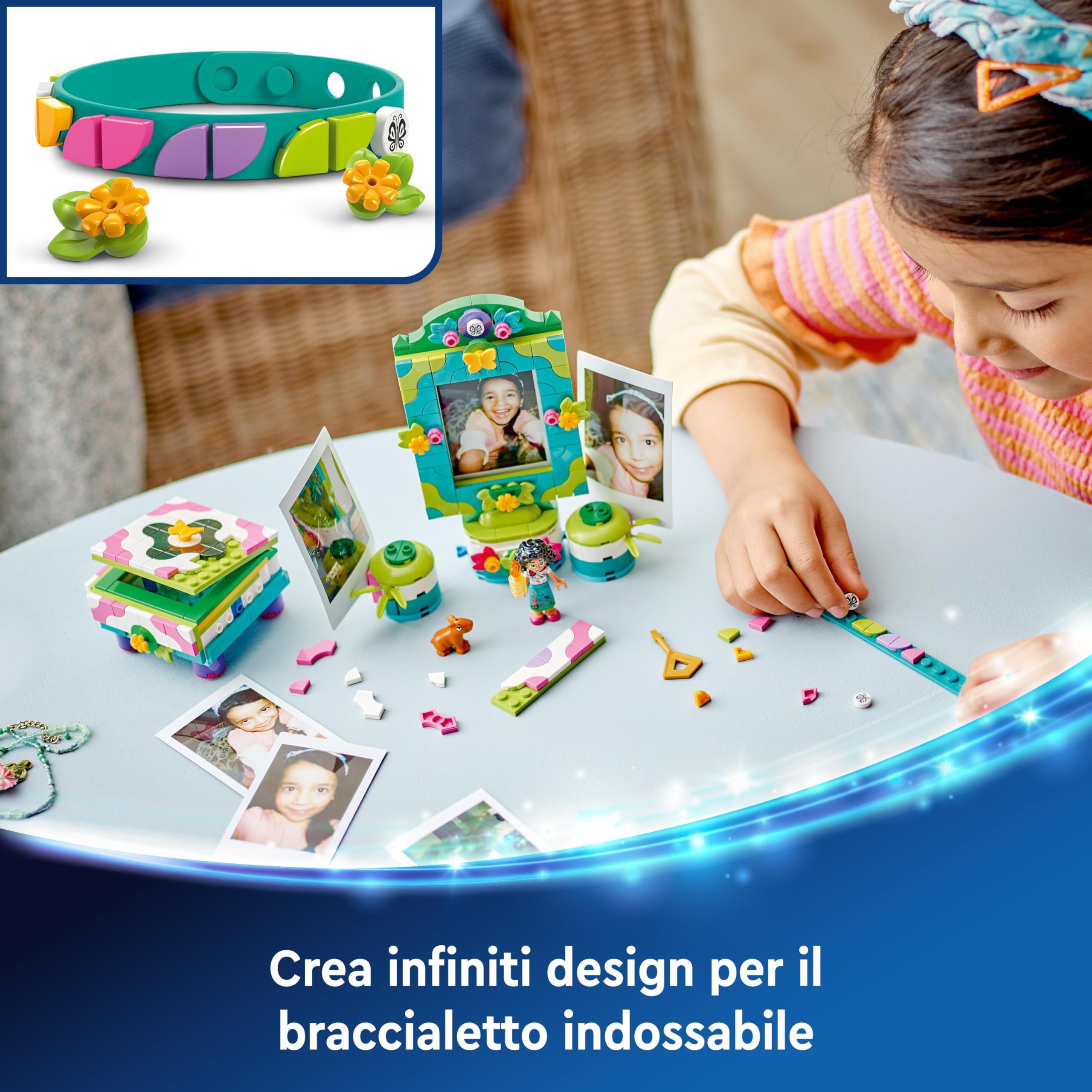 LEGO Disney Portafoto e Portagioie di Mirabel Madrigal, Giochi per Bambine e Bambini da 6 Anni con Mini Bambolina, Capibara, Braccialetto e Portafoto da Costruire, Idea Regalo dal Film Encanto 43239