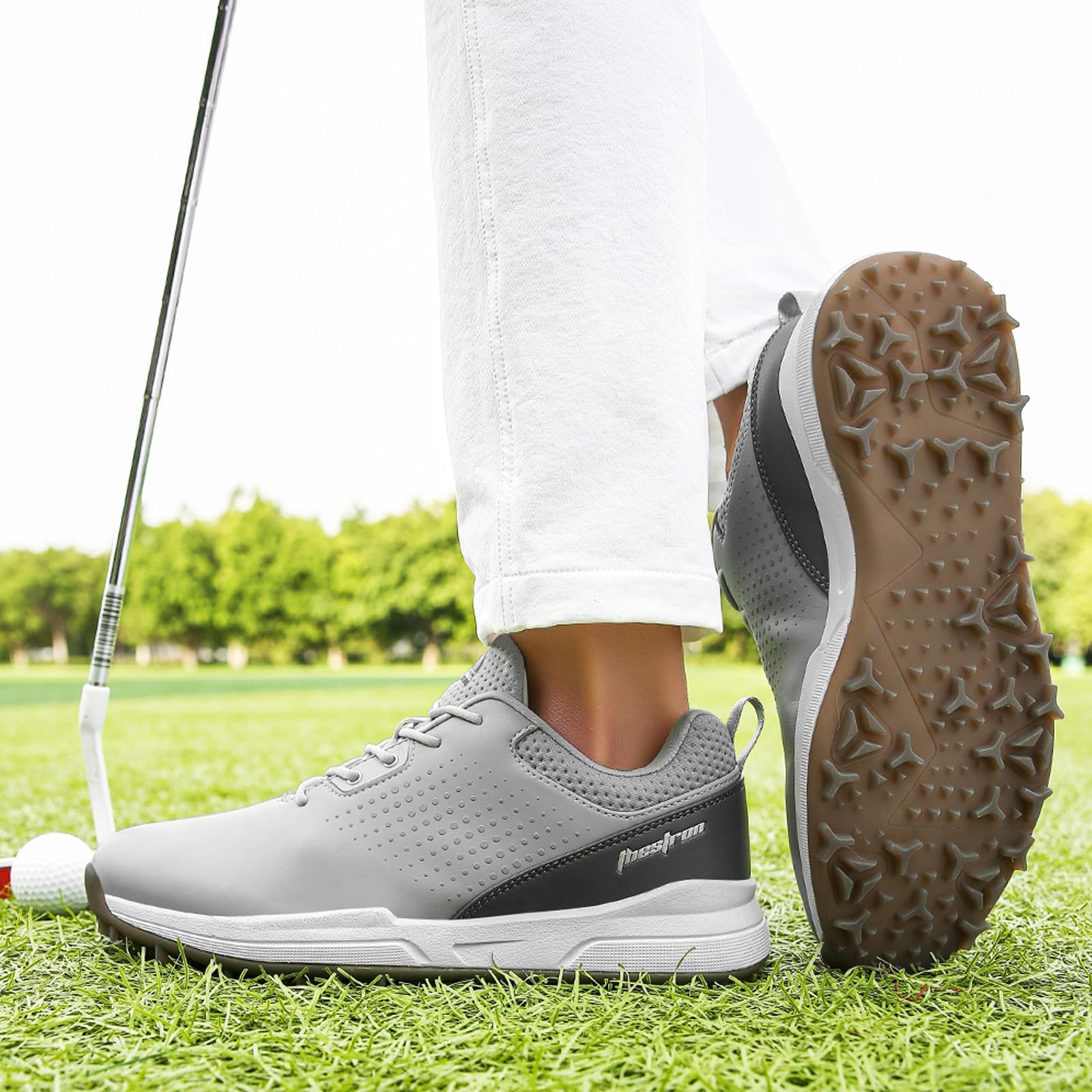 Zapatos De Golf para Hombre, Zapatillas De Deporte De Golf Transpirables, Zapatillas De Deporte Clásicas Antideslizantes para Exteriores, Botas De Golf con Sin Clavos