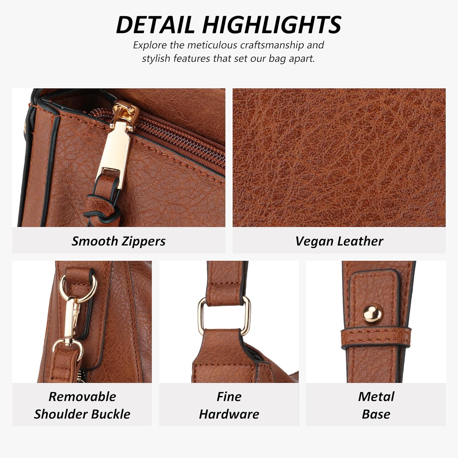 TANTOMI Purses for Women 3PCS, PU Leather Crossbody Bags Set Shoulder Handbags Purse with Wallet for Tote Hobo Bag - Image 4