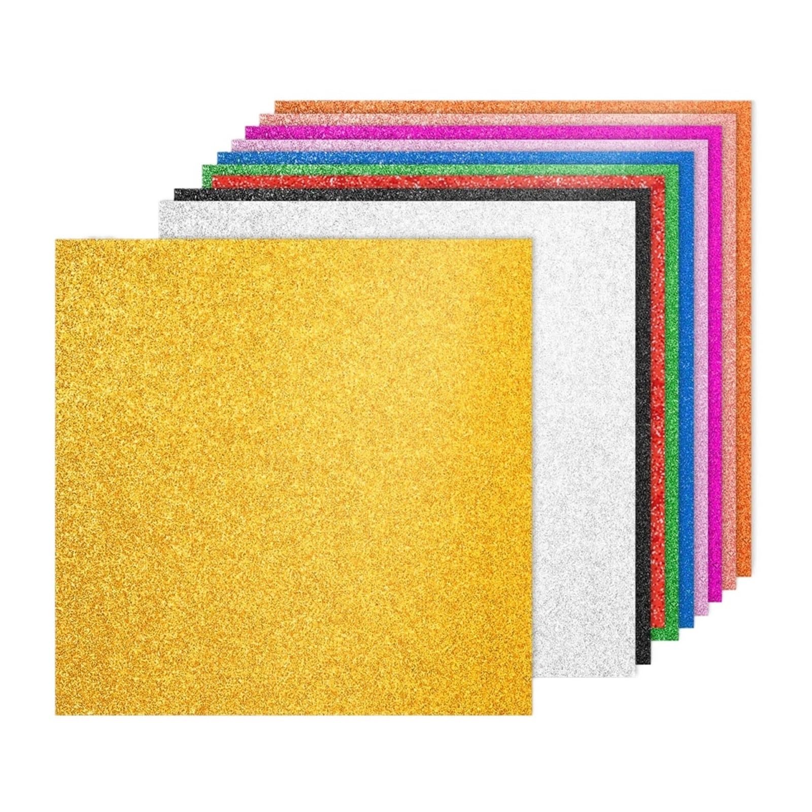 Brokatowy karton 40 arkuszy kolorowy brokatowy karton 30 cm dekoracyjny papierowy karton błyszczący notatnik do scrapbookingu, 250 g/m², błyszczący, duży, błyszczący (złoty)