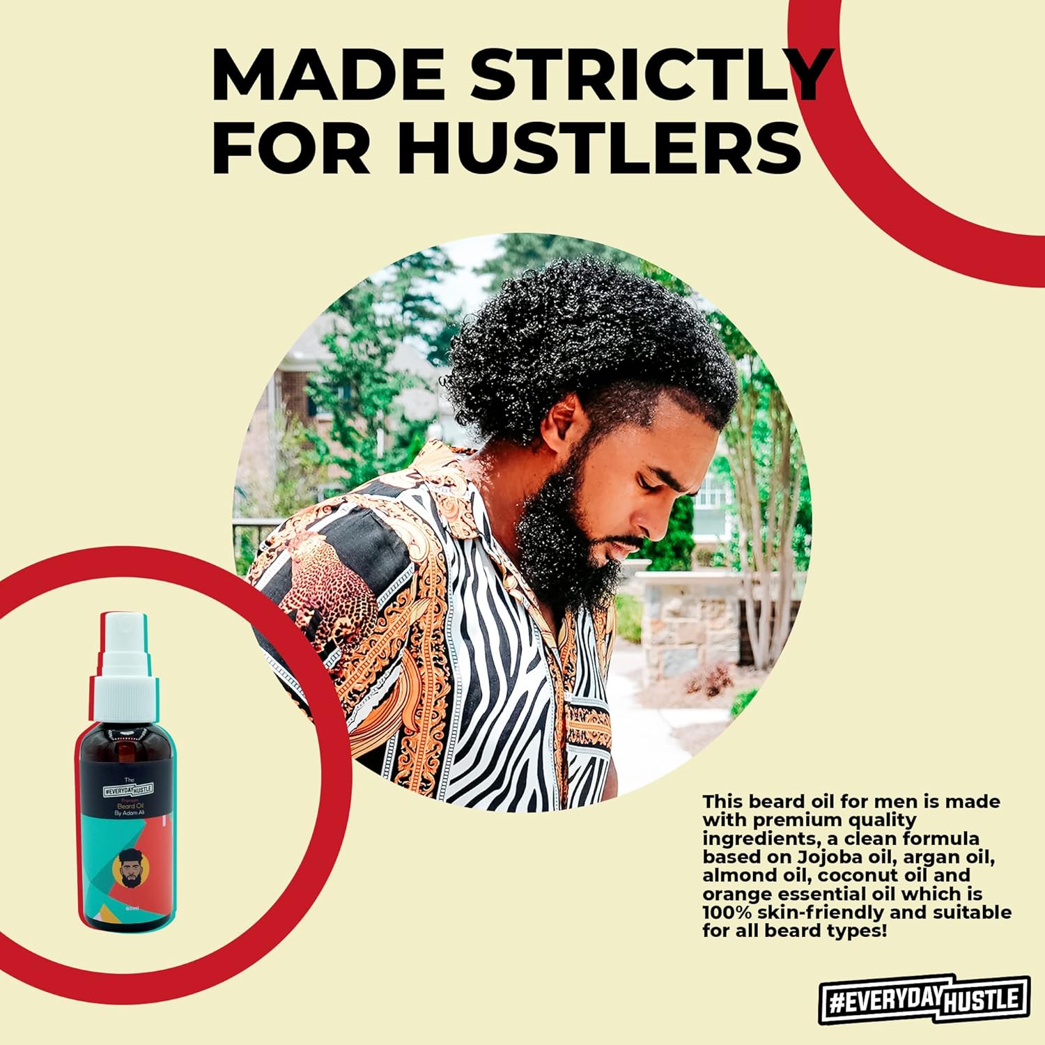 #EverydayHustle Beard Oil Spray for Men - Premium Beard Formula for Daily Grooming, Moisturizing, and Extra Shine, for all beard types, Jasmine scent, 60ml - Image 7