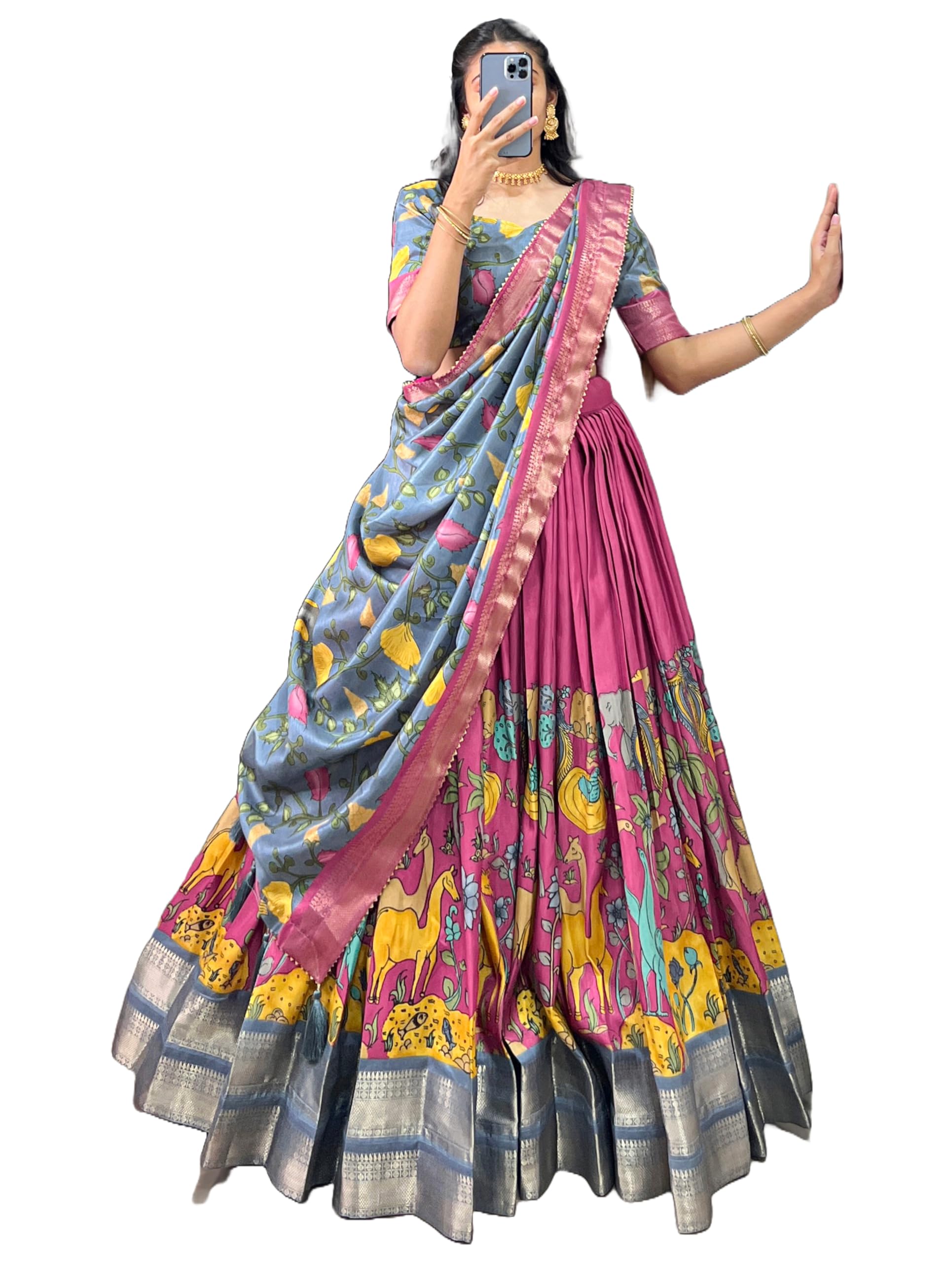 welly fashion WELLY Women's Tussar Silk With Patola Print And Foil Work New Lehenga choli-picture-54
