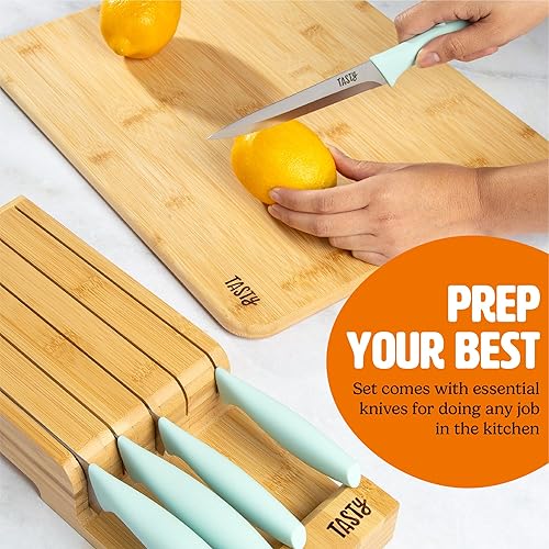 Miniatura 3 de Tasty Juego de cuchillos de cocina en cajón, cubiertos y organizador de cocina que ahorran espacio, incluye cuchillos de chef, pan, Santoku,