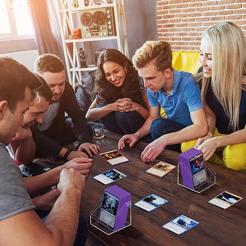 Miniatura 6 de YSCare Caja de cartas y 100 fundas para tarjetas con divisor, caja de almacenamiento transparente de tamaño estándar perfecto para MTG, tarjetas de