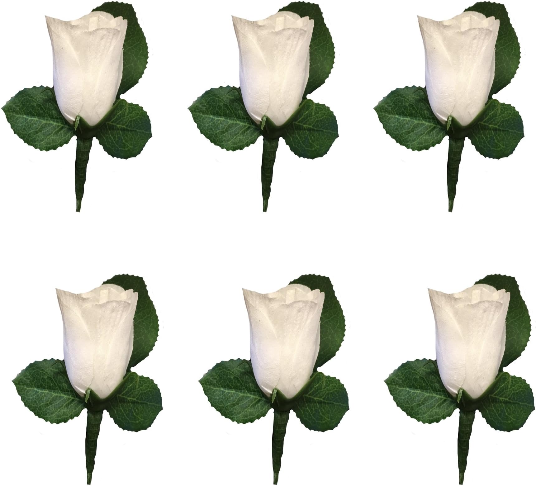 Angel IsabellaSet of 6 White Rose Boutonniere with Pin for Prom, Party, Wedding