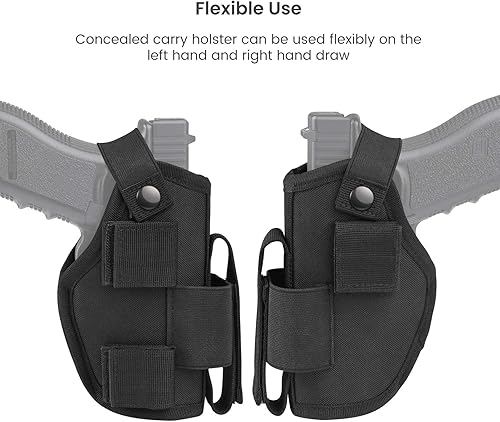 Miniatura 2 de OTW Funda cómoda para vehículo, opción de transporte oculta para retención segura de pistola, color negro con ranura para cargador y 2 soportes de