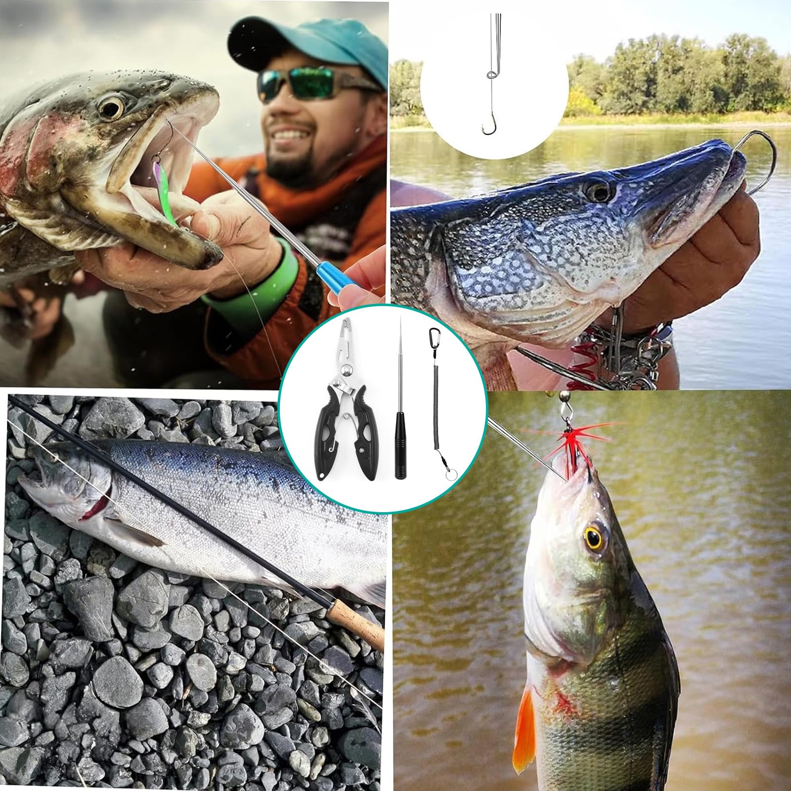 Alicates de Pesca Inoxidable, Juego de Herramientas para Línea