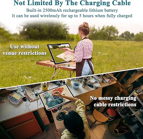 Miniatura 4 de Tablero de luz recargable A3 almohadilla de luz inalámbrica A3 de Comzler alimentada por pilas caja de luz de rastreo para vinilo Cricut